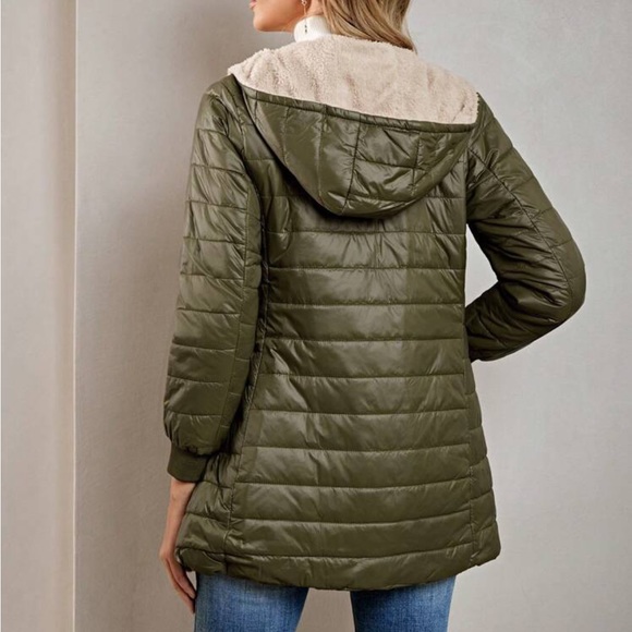 Luxe quilted teddy lined hooded jacket - Picture 2 of 16